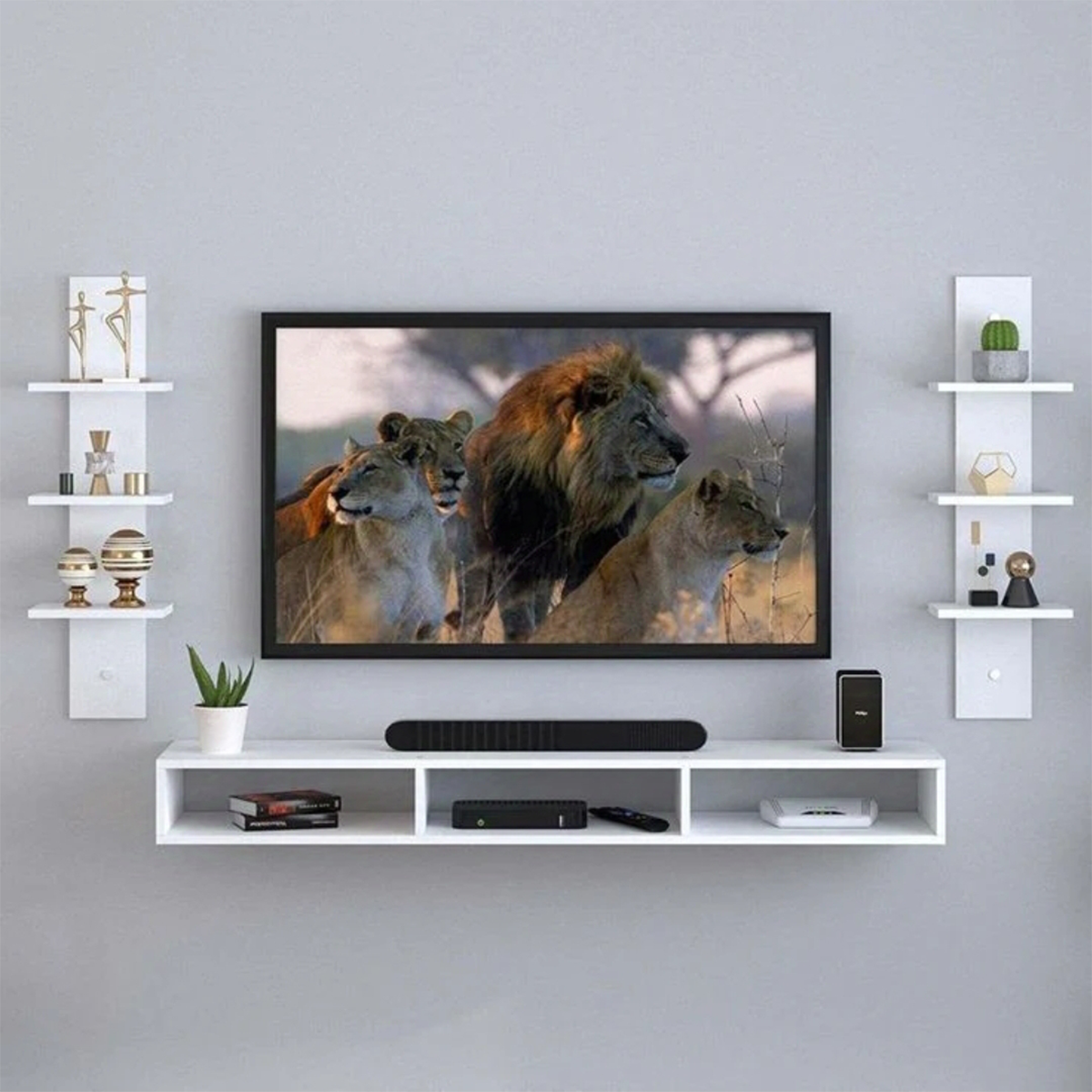 TV stand with shelving unit 100x30cm