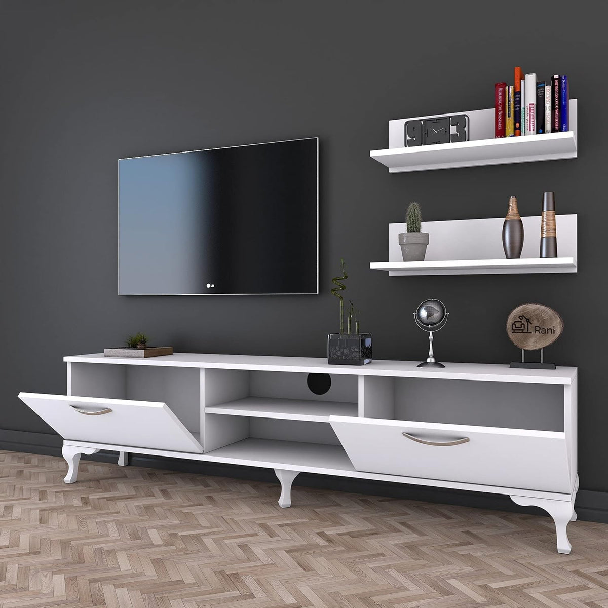 TV stand with 2 shelves 30x180cm