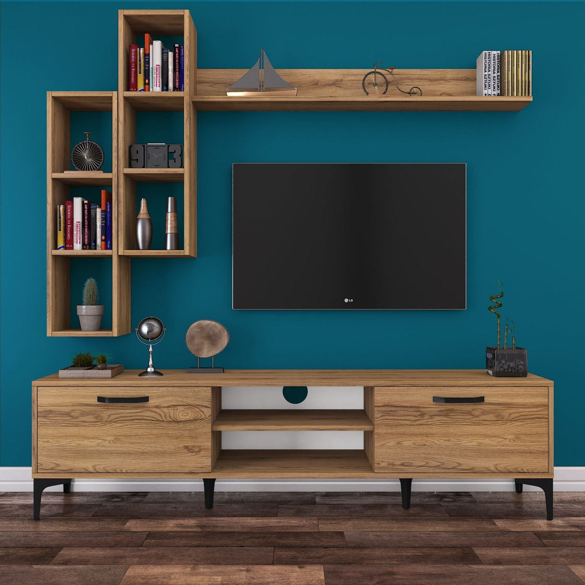 TV stand with shelves 35x180 cm