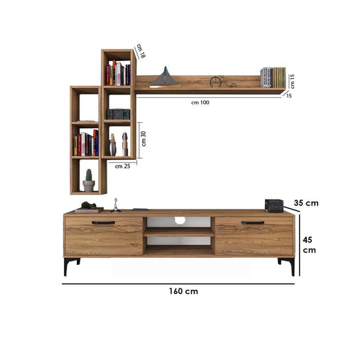 TV stand with shelves 35x180 cm